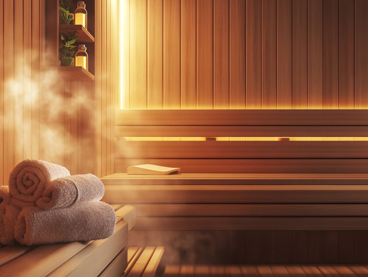 Image showing a person using a sauna, with a caption for fibromyalgia patients