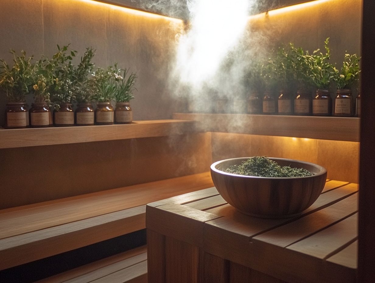 Visual representation of key benefits of herbal saunas for health and wellness.