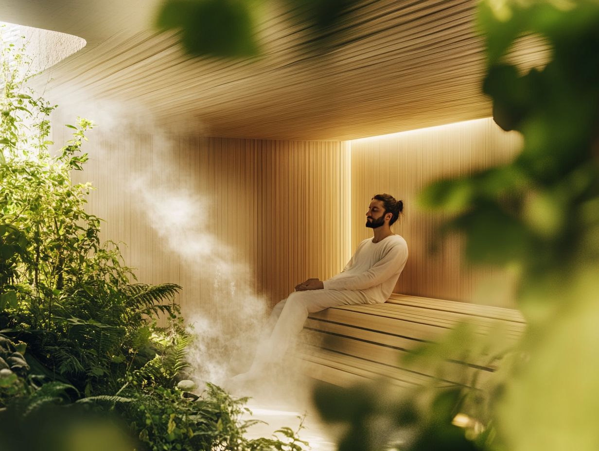 Visual representation of the mental and emotional benefits of sauna use.