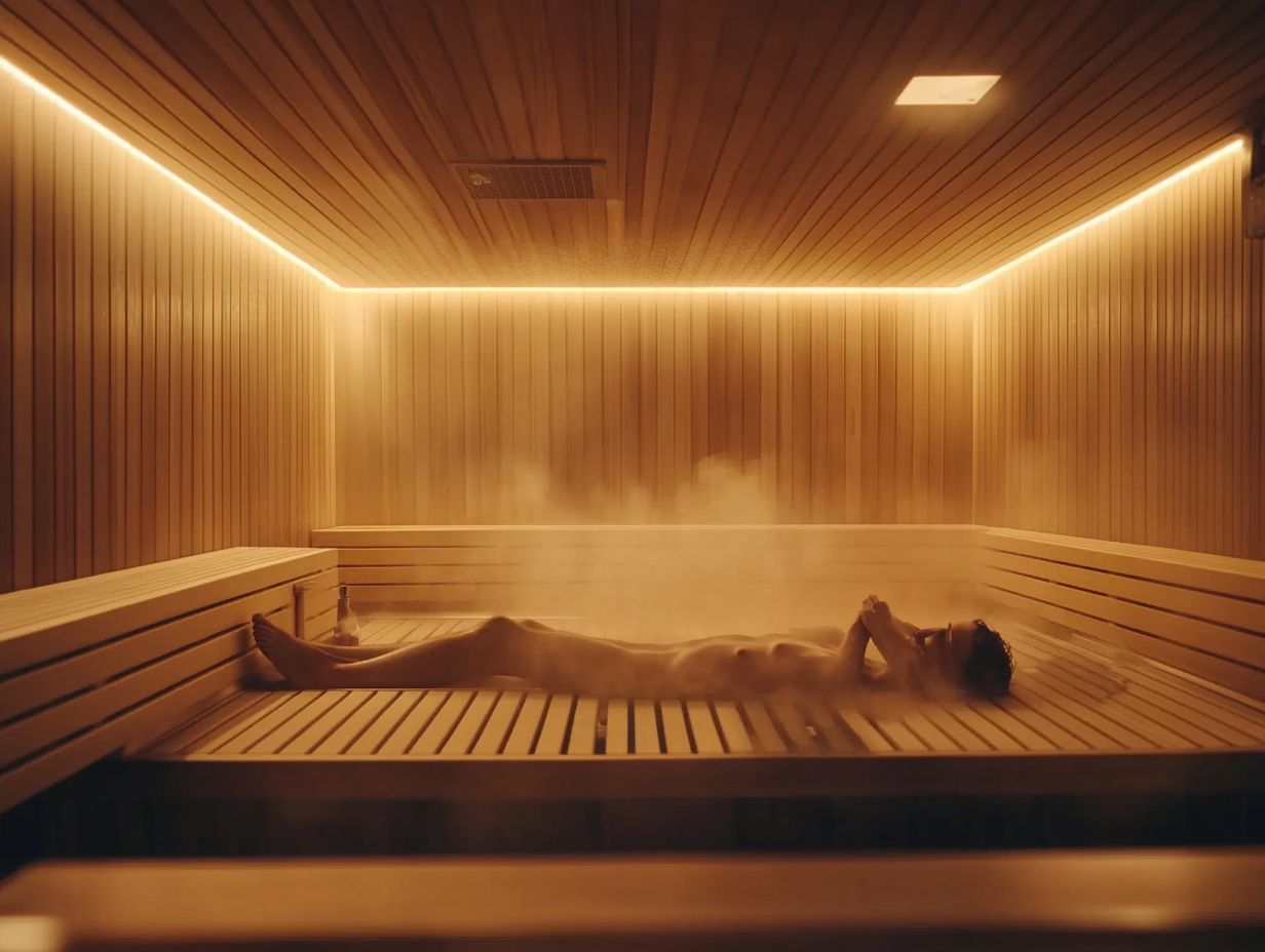 A person relaxing in a sauna to reduce stress and improve sleep