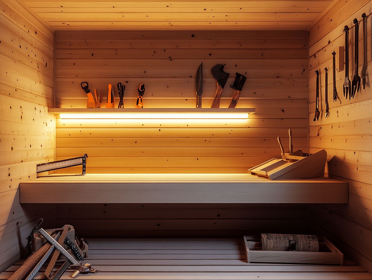 Visual summary of the key takeaways for building a sauna bench.