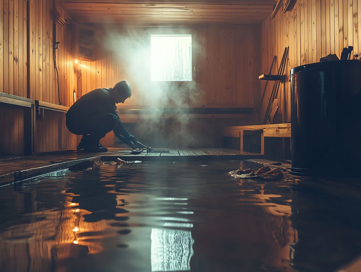 Visual guide to essential supplies for fixing a leaky sauna