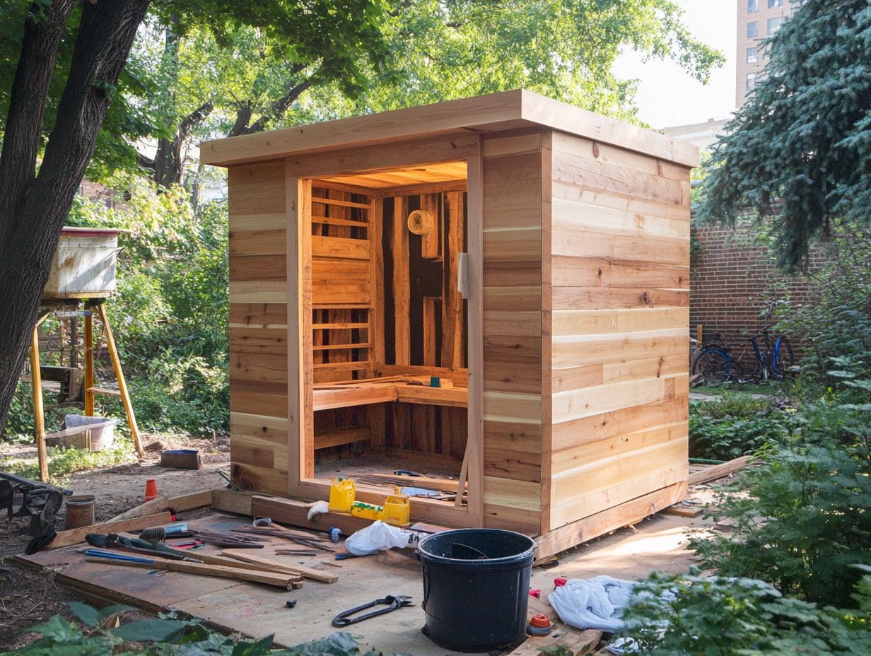 Example of insulation, interior design, and safety measures in a sauna