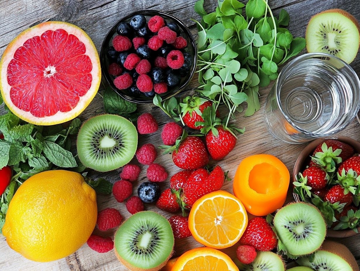 A selection of detoxifying foods and supplements for better health.