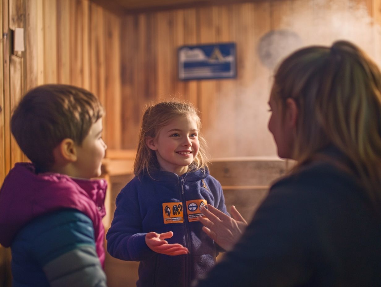 Illustration of key takeaways for teaching kids about sauna safety