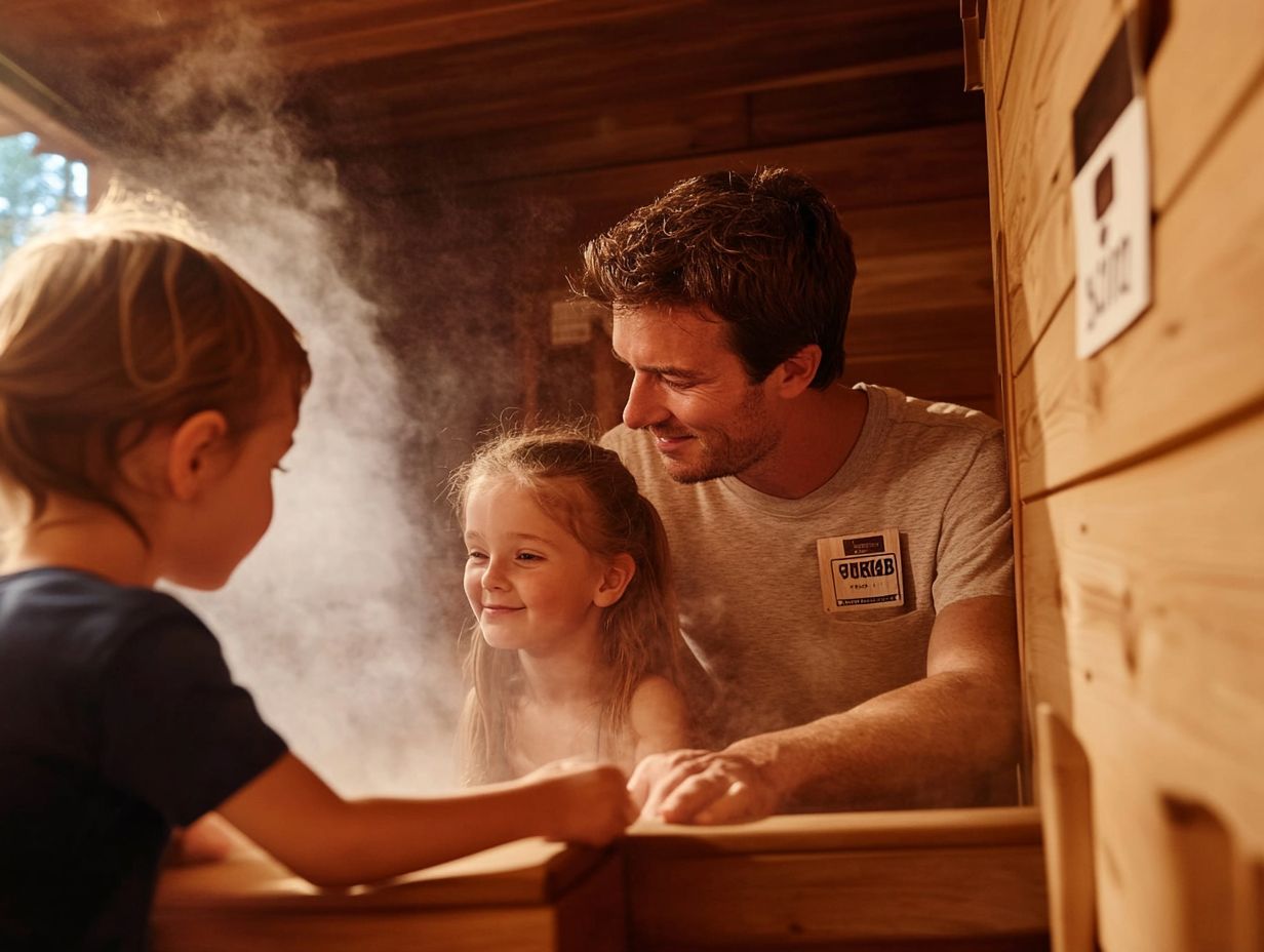 Illustration of safe sauna practices for children