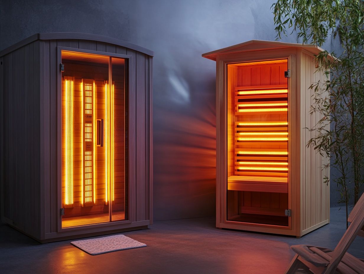 Visual comparison of infrared and traditional saunas