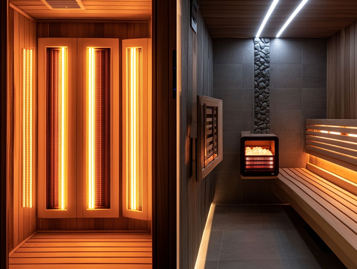 Visual comparison of infrared and traditional saunas