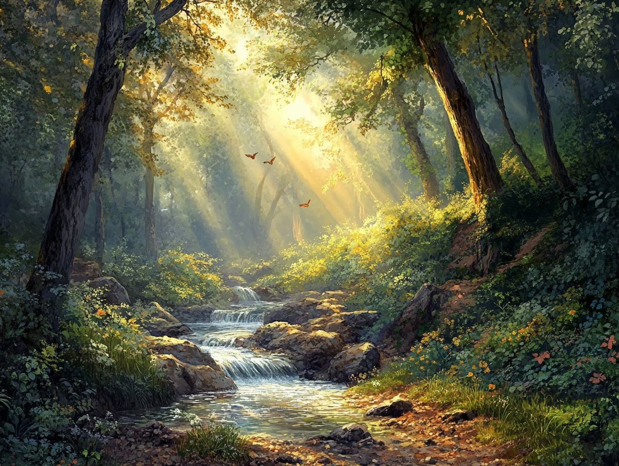 A peaceful scene illustrating the calming effects of nature sounds during meditation