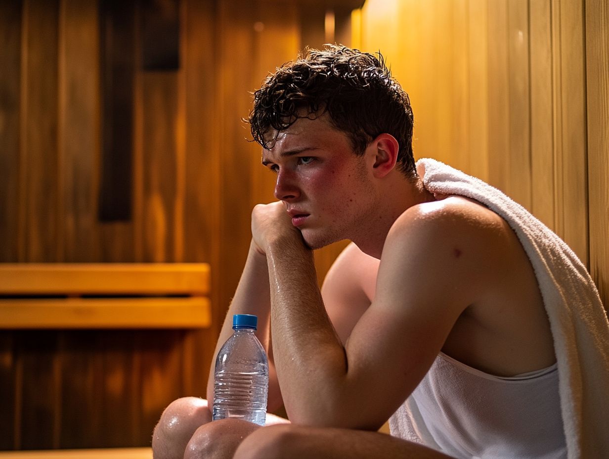 What are the signs of dehydration in a sauna?