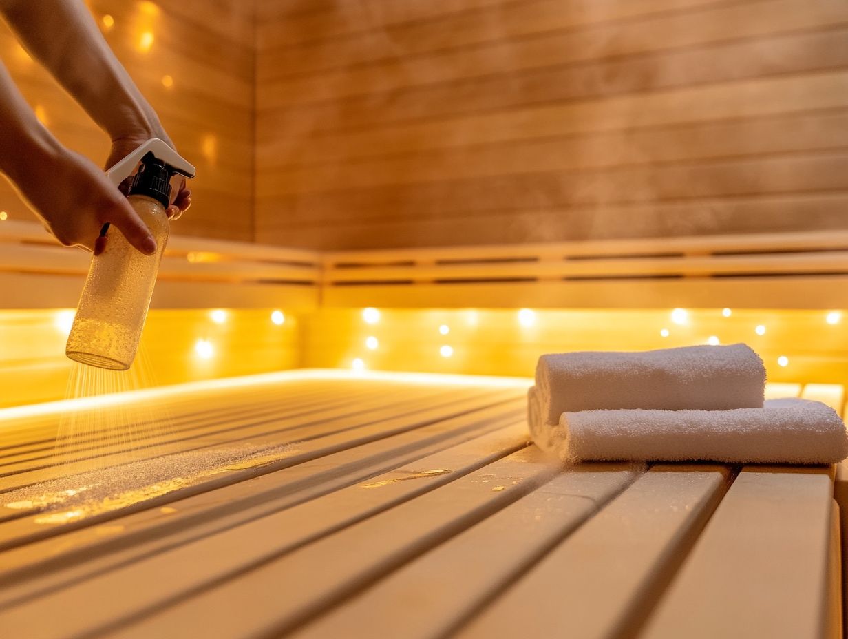 Illustration of sauna maintenance tasks for optimal user experience.