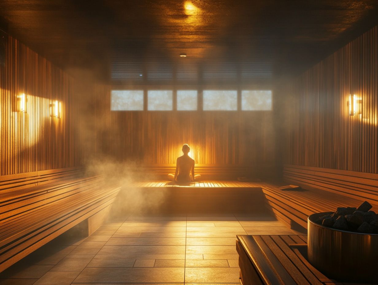 A person relaxing in a sauna, highlighting safe sauna practices