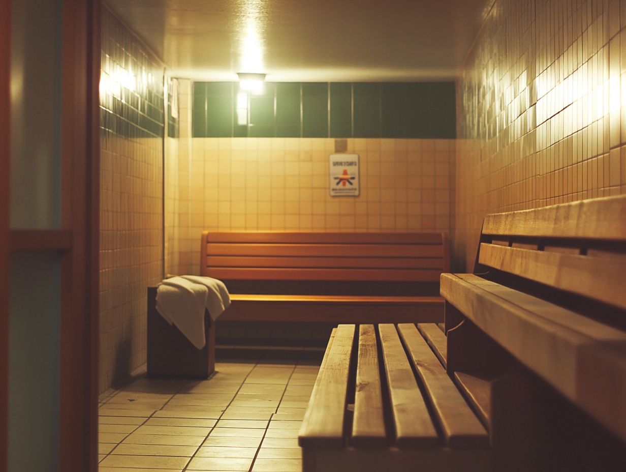 An individual relaxing in a sauna, emphasizing personal responsibility for safety.