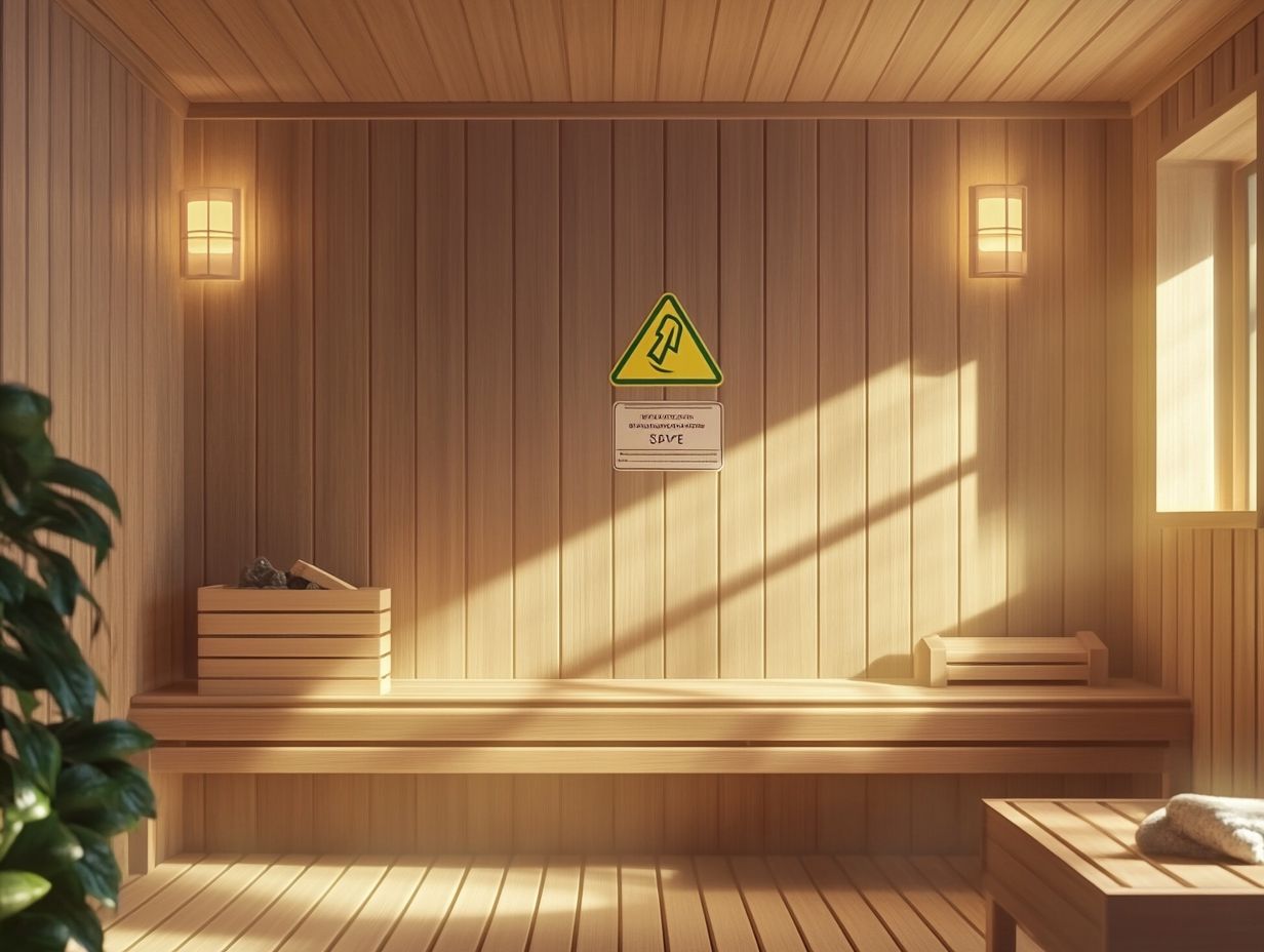 An individual relaxing in a sauna, emphasizing personal responsibility for safety.