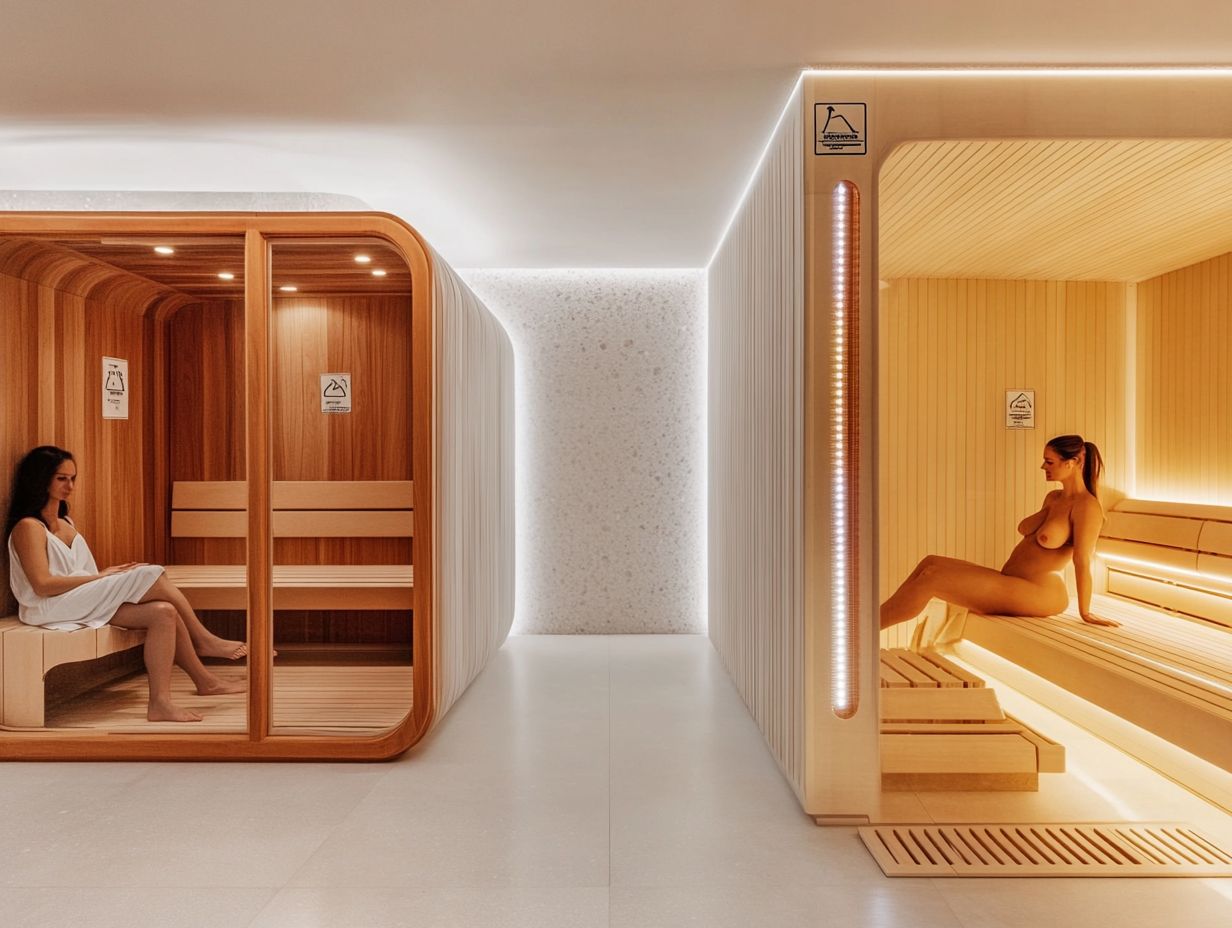 Illustration of various sauna environments including homes, gyms, and spas.