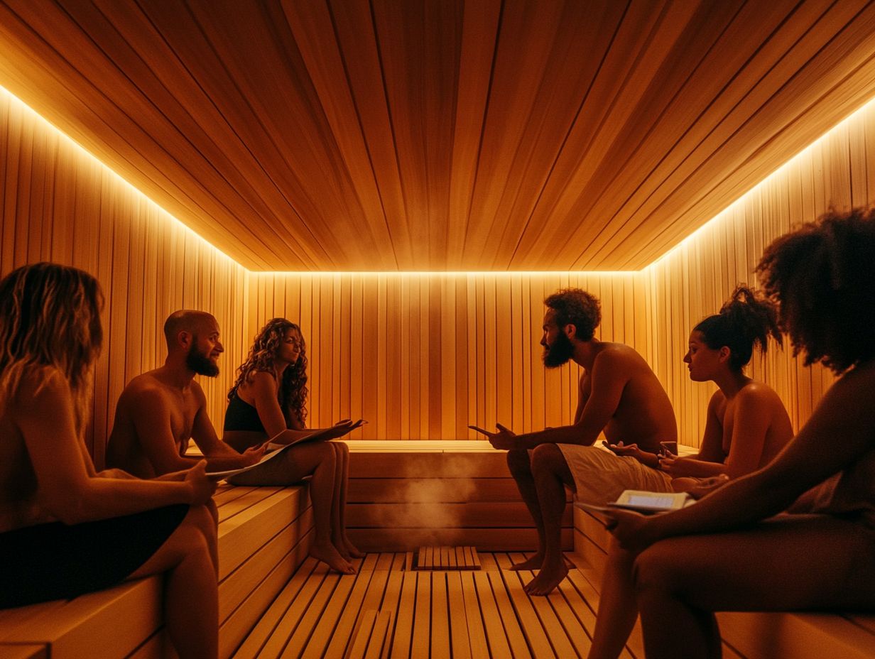 A serene sauna environment highlighting the importance of safety and hydration.