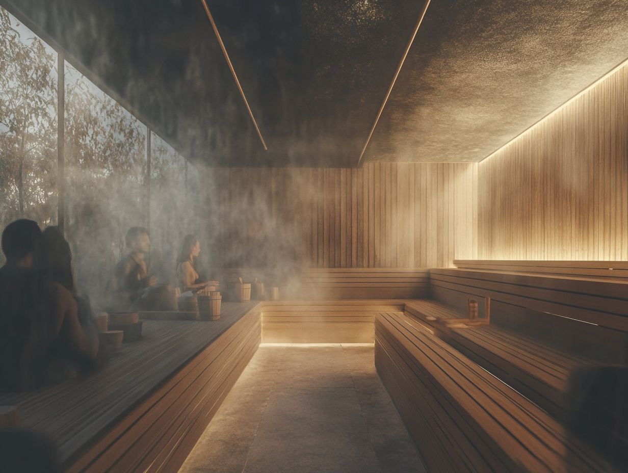 Relaxing sauna environment with users practicing etiquette