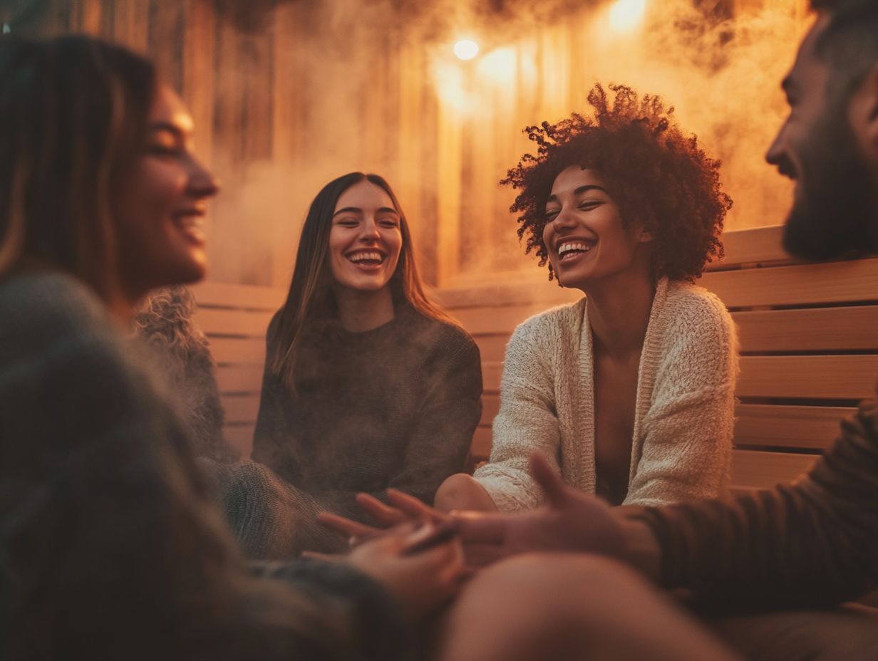 Two friends enjoying sauna therapy while ensuring safety