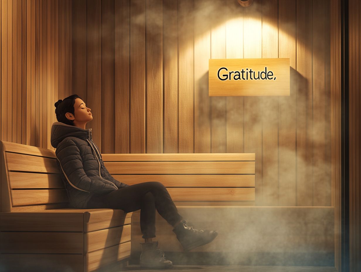 A serene sauna environment promoting gratitude.