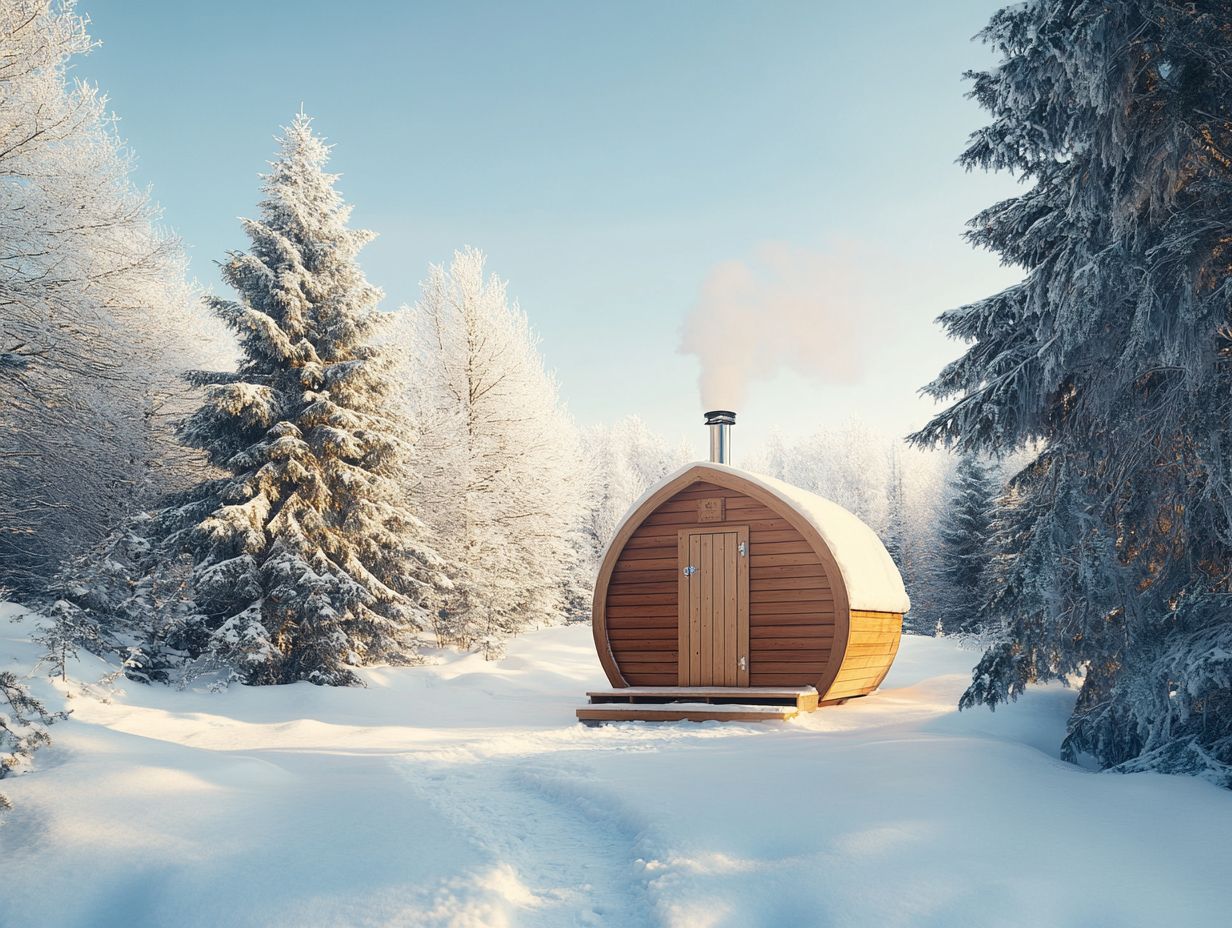 Outdoor sauna designed for winter use.