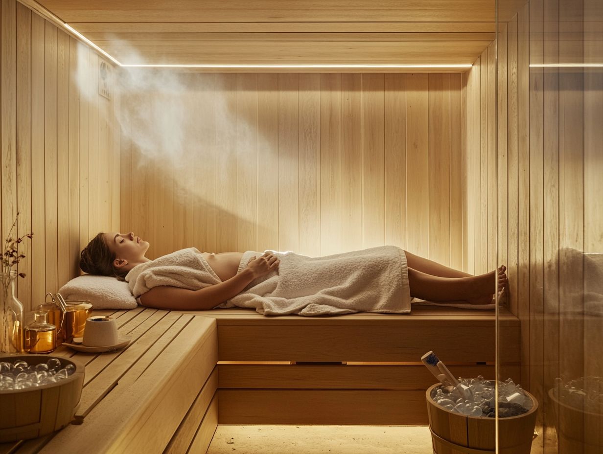 A woman using a sauna for skin benefits