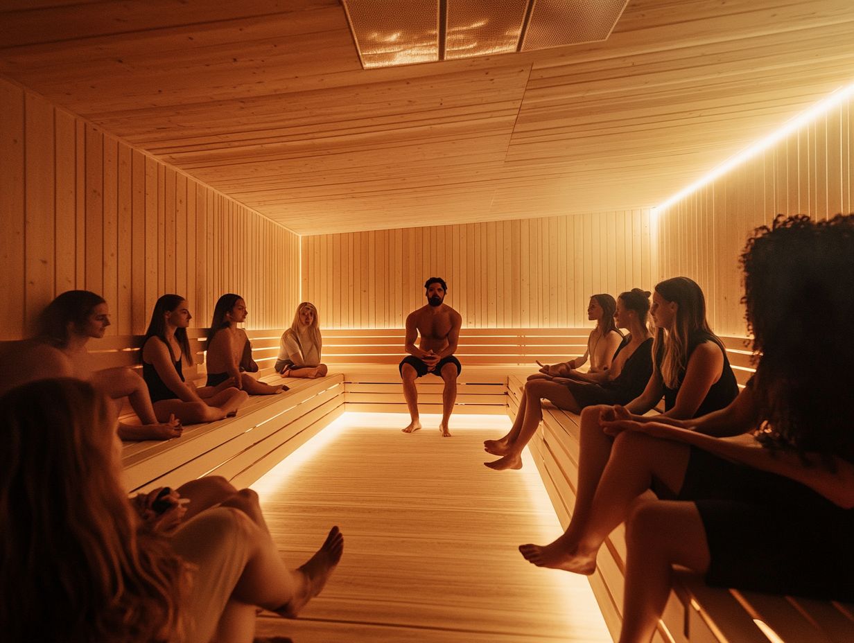 Diverse individuals enjoying a sauna