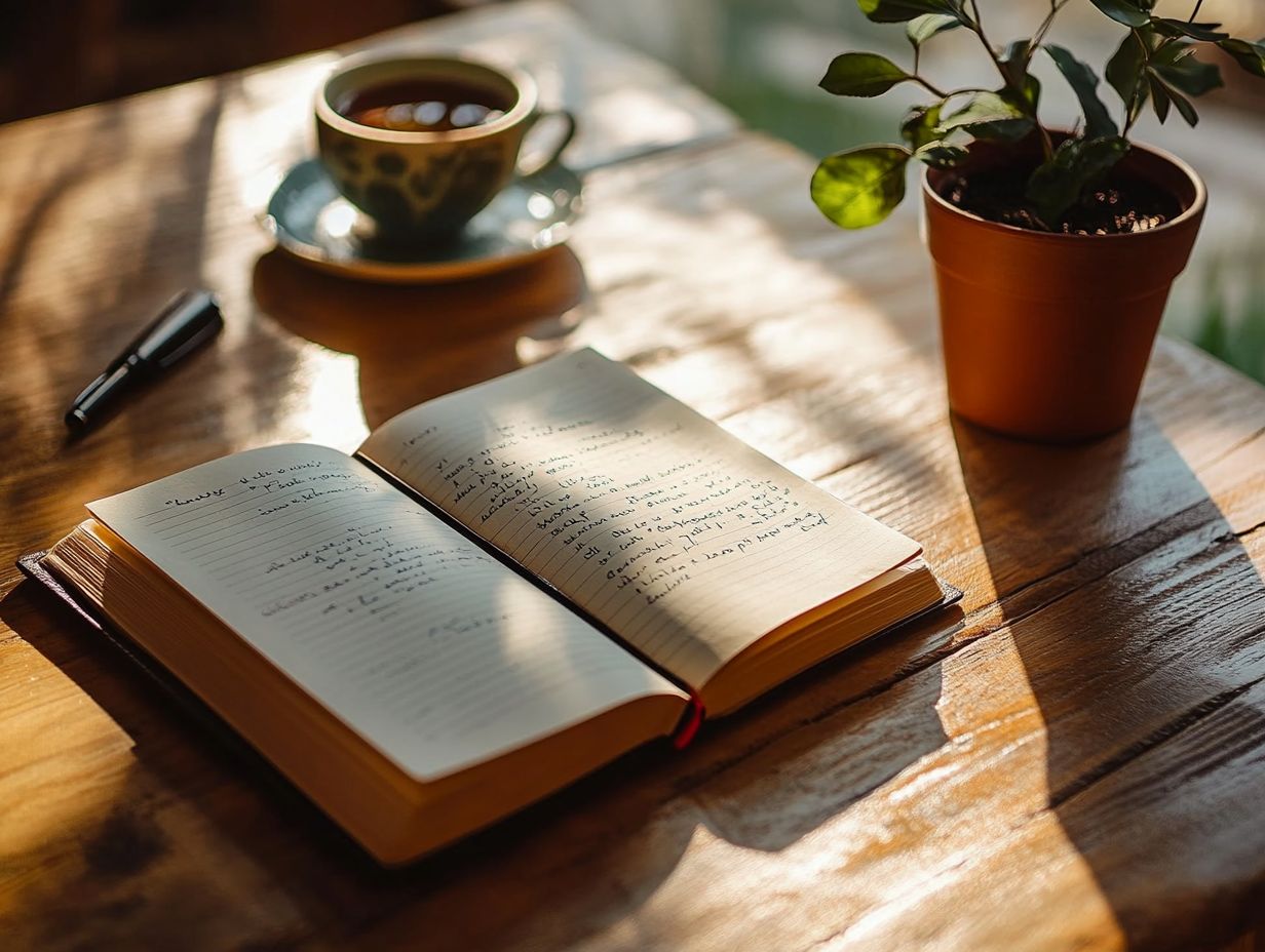 Person writing in a gratitude journal to reflect on their day