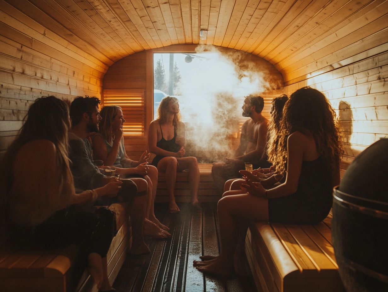 An image illustrating the benefits of group sauna sessions