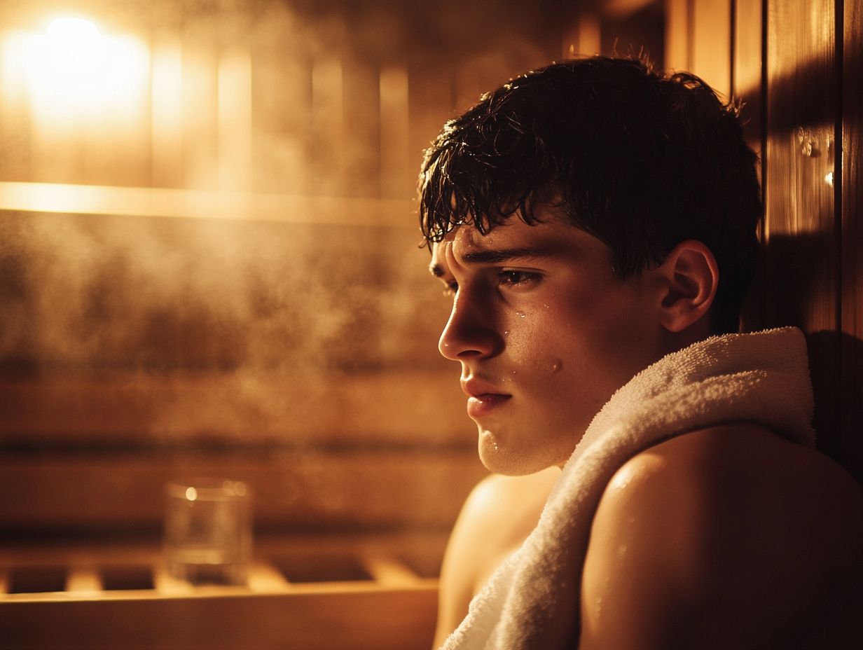 A visual guide to the key takeaways regarding dehydration in a sauna