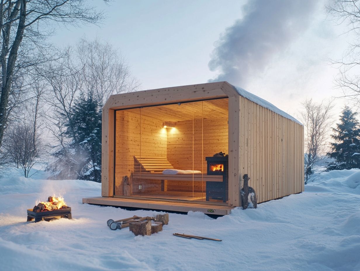 A beautifully maintained sauna showcasing effective protection against rain and snow.